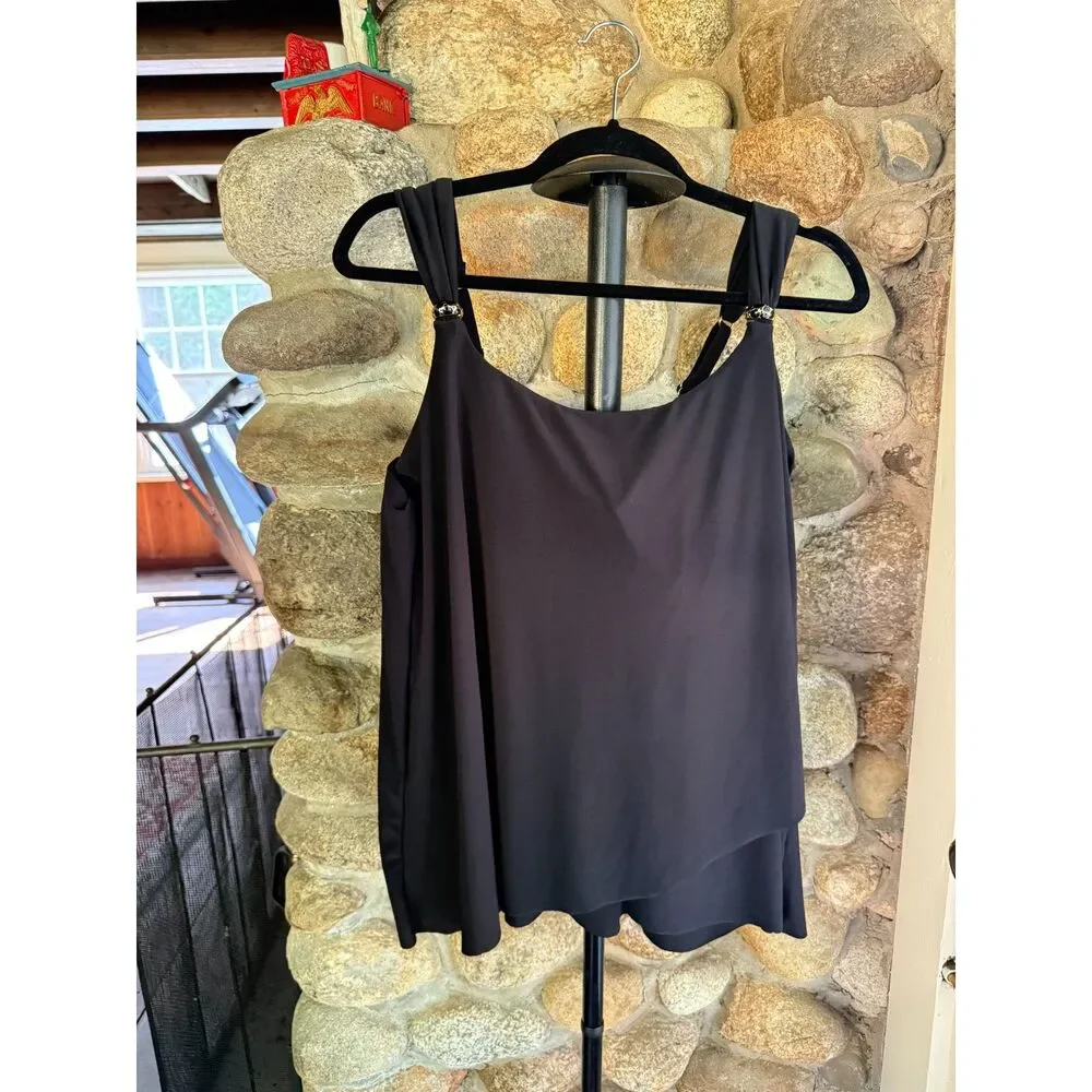 Miraclesuit Dazzle Tankini Top in Black, size 16 EUC